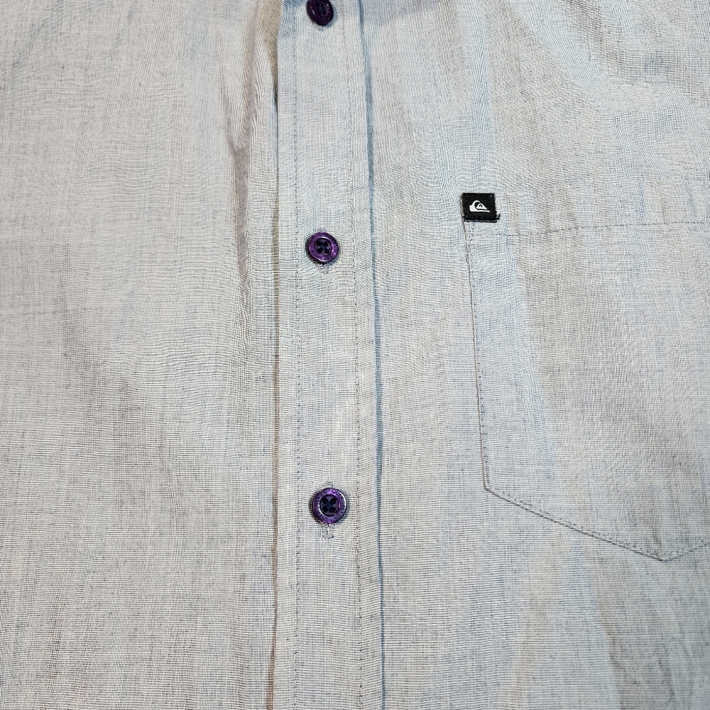 Quiksilver Gray Button Down Shirt Short Sleeve Casual Size Small - Picture 5 of 11